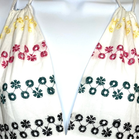 White Halter Embroidered Summer Dress - Picture 4 of 7